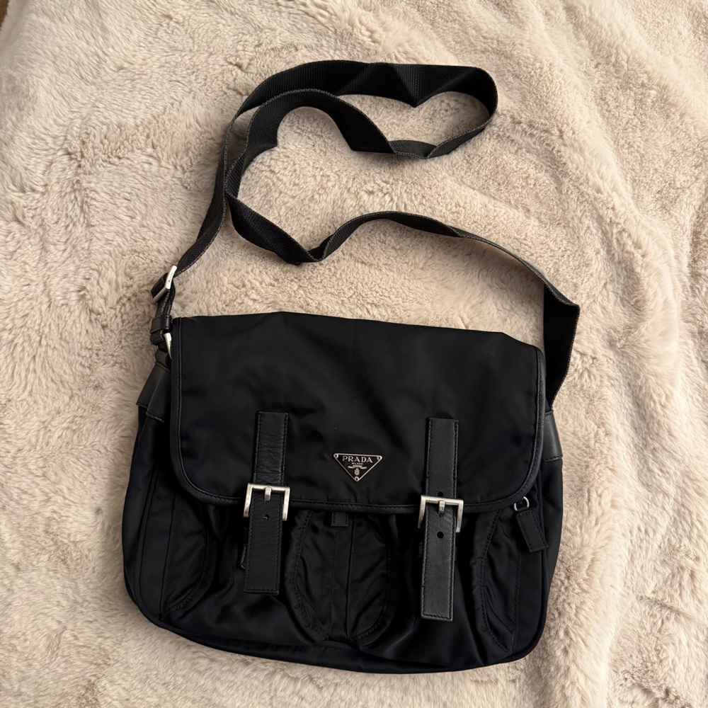 Prada Black Nylon Messenger Bag